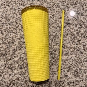 Starbucks 24 oz Meadow Yellow Soft Touch Grid Tumbler